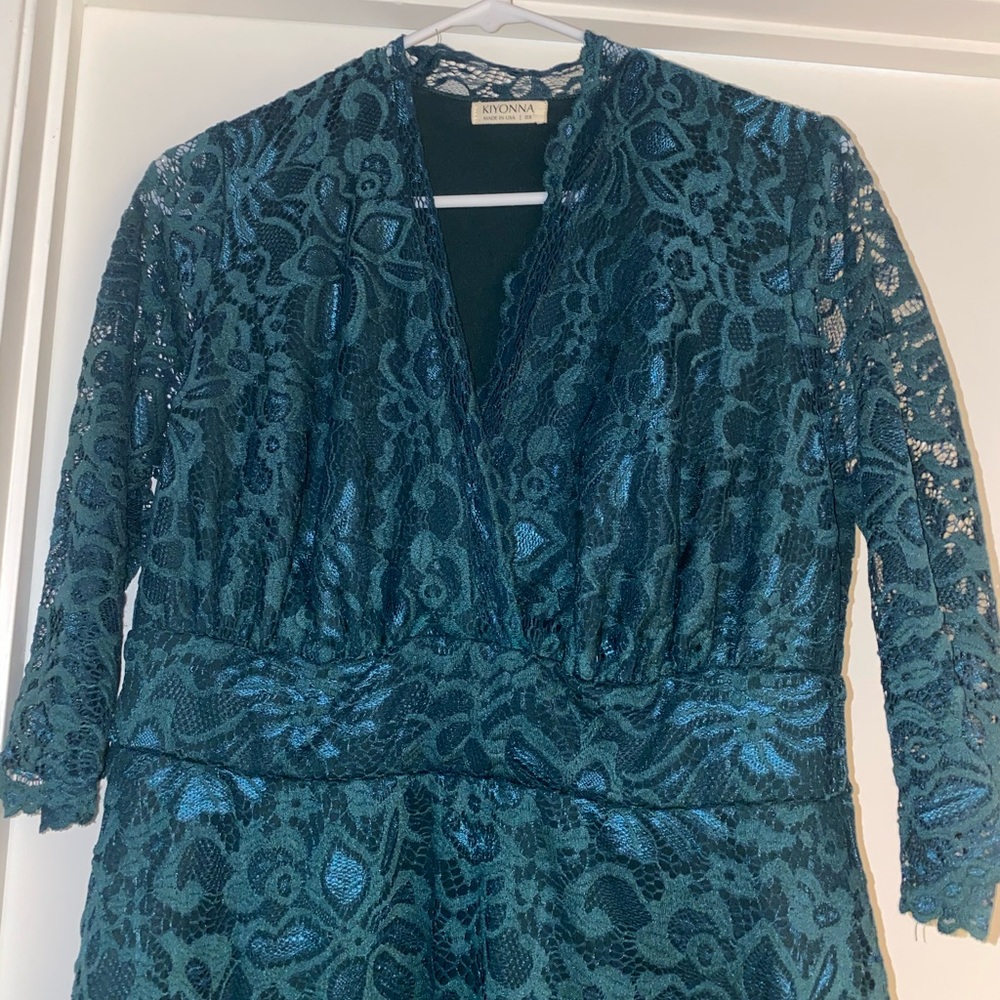 Teal Lace Kiyonna Midi Dress